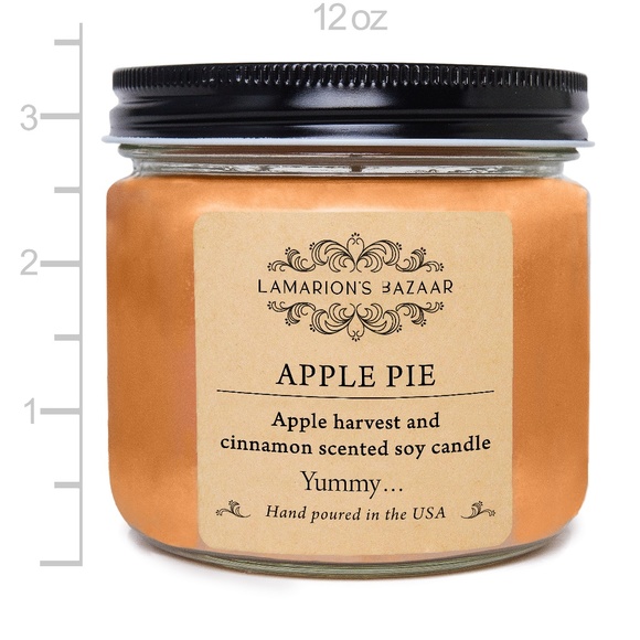 APPLE PIE - Apple + Cinnamon Fall Scented 100% Soy Candle - Gift for woman - Picture 2 of 5